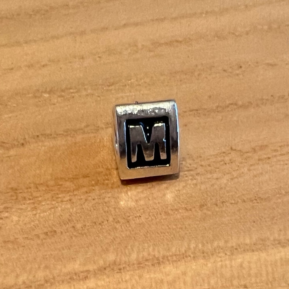 Authentic Pandora silver bead with “M” initial